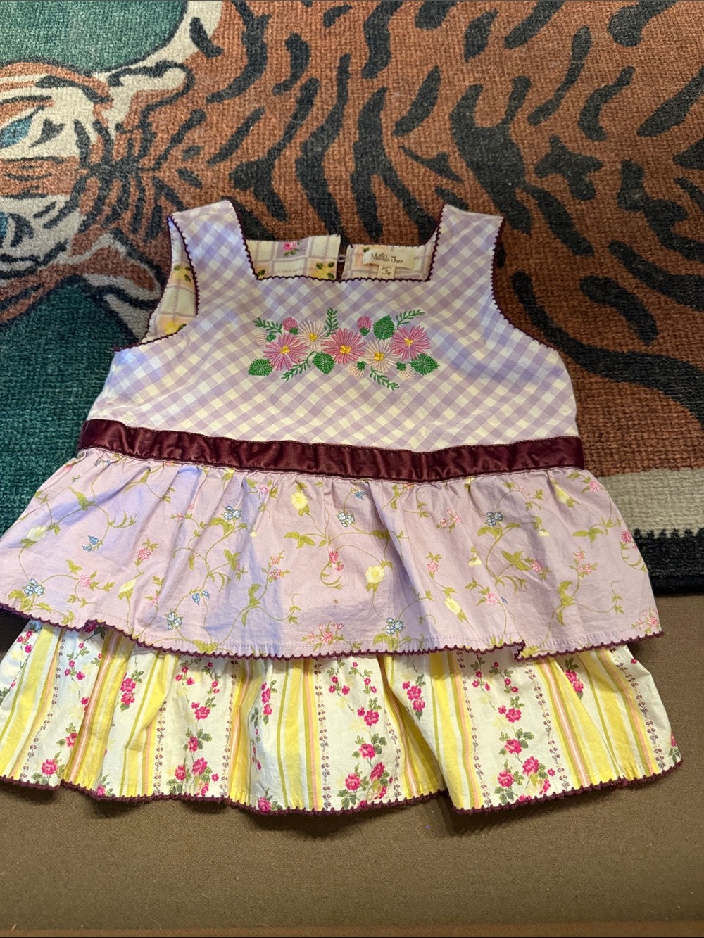 Matilda Jane Lavender, Yellow & Burgundy Tiered Floral Tank Top